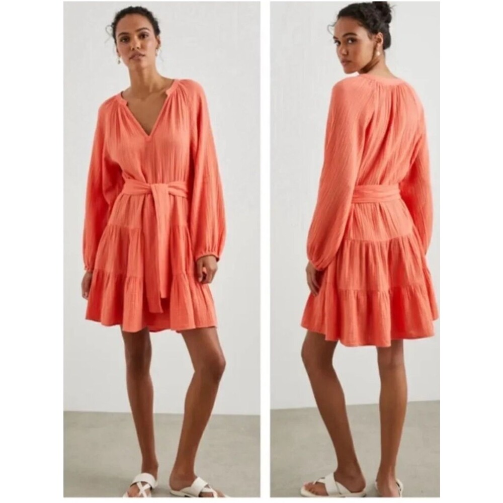 RAILS Aureta Papaya Coral Organic Cotton Dress Sz M NEW $228